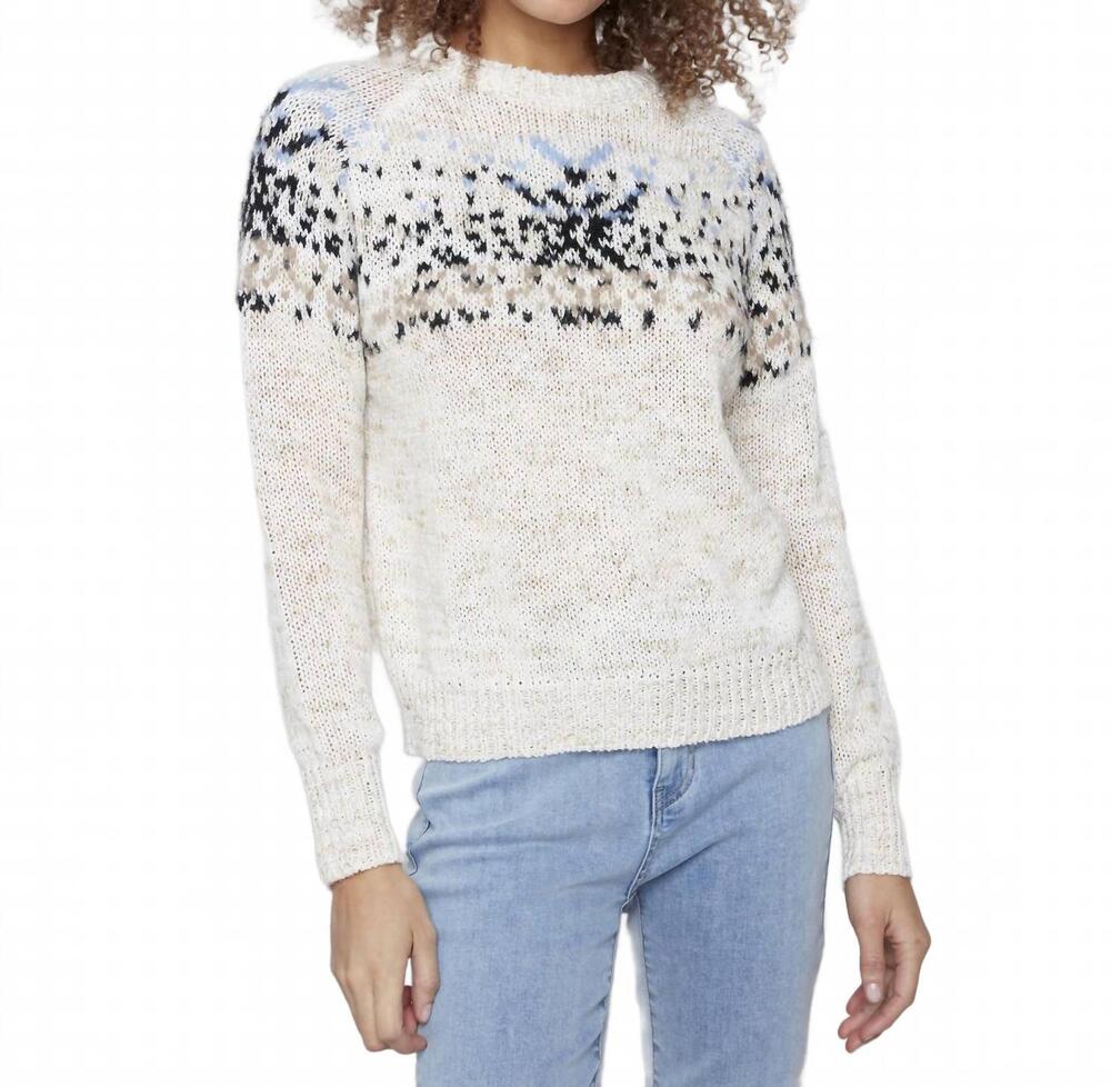 NEW CHARLIE B jacquard knit sweater in ecru